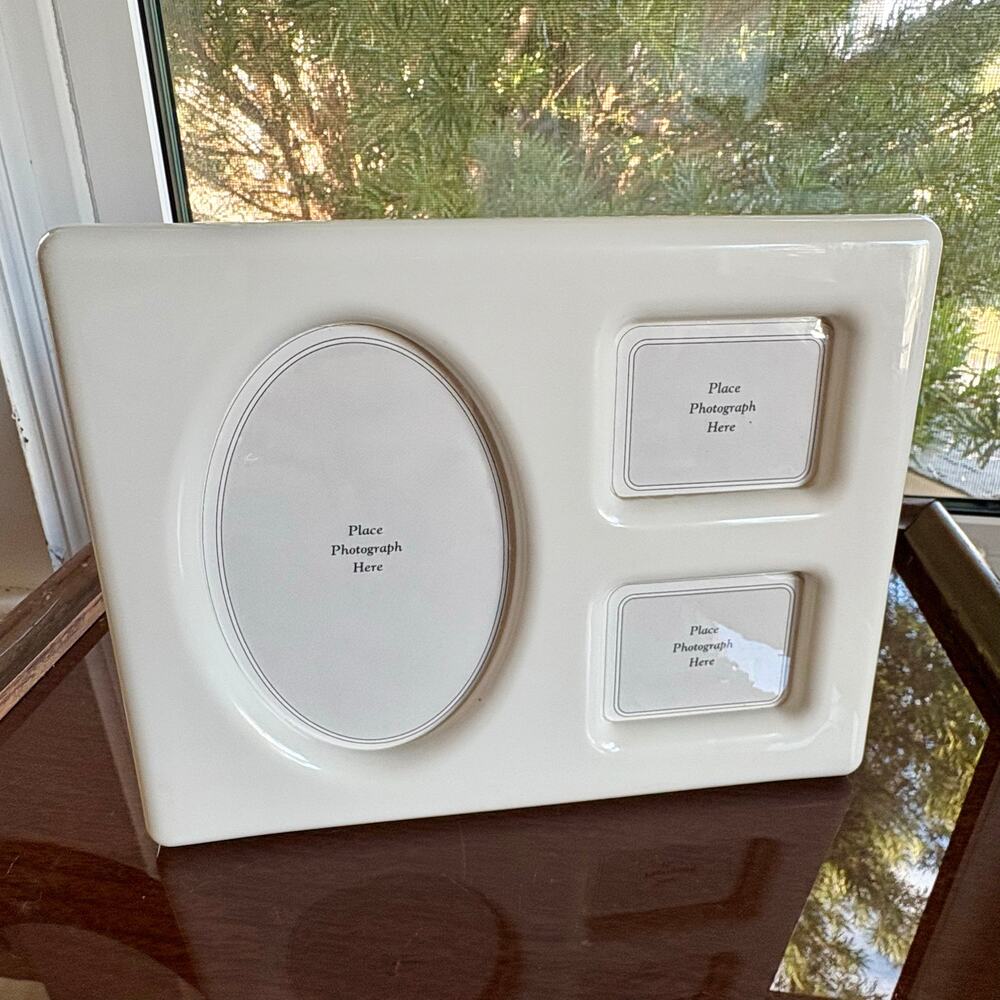 Vintage Tupperware Triple Photo Frame Wall or Tabletop Display Cream